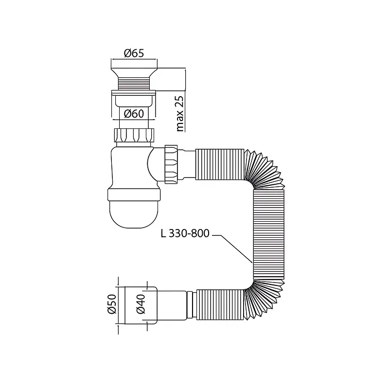 Сифон для умивальника Mixxus SU-06-A 1 1/2"×40 з пластиковим випуском MI8183 - фото 2
