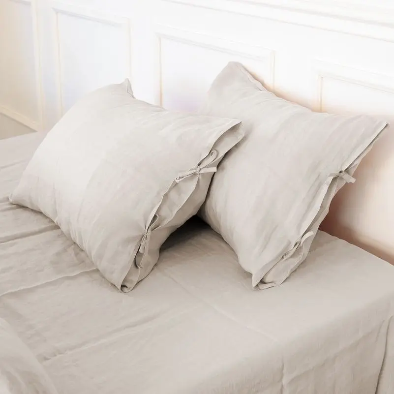 Комплект постільної білизни MirSon Natural Linen Jasmine льон євро бежево-сірий (2200008269074) - фото 2