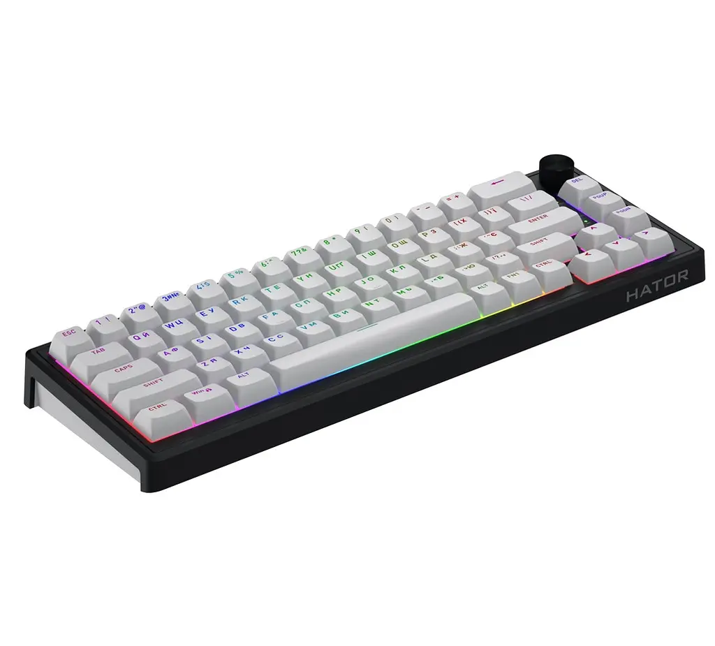 Клавіатура ігрова механічна HATOR HTK-3160-UA Skyfall 65 Wireless Aurum Sterling Switch USB, 2,4 ГГц, BT 5.3 Black-White - фото 4