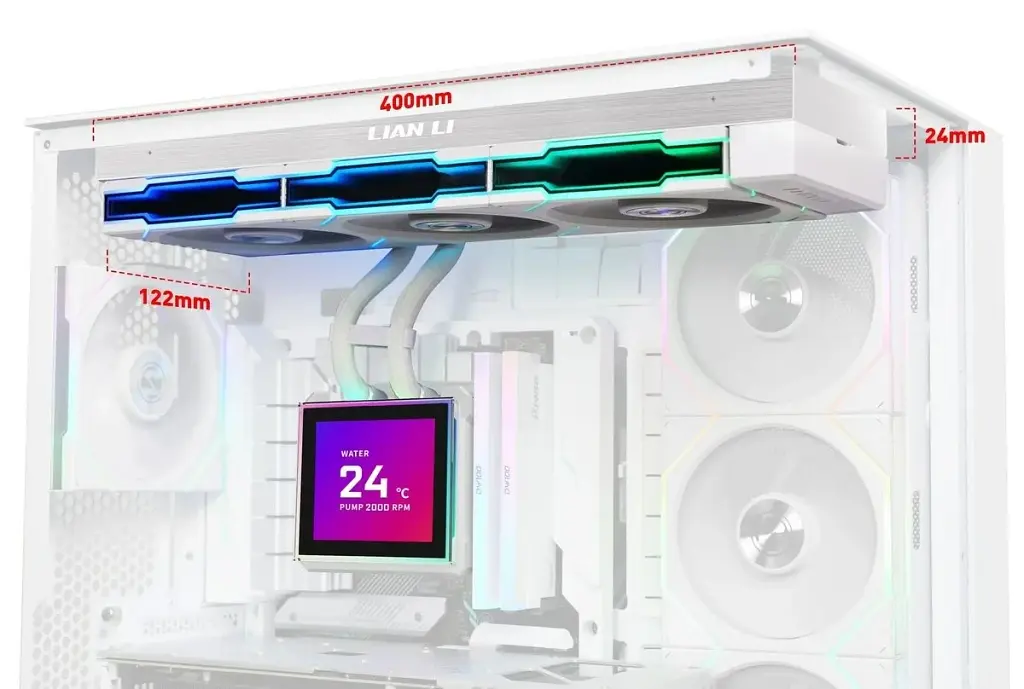 Система рідинного охолодження Lian Li HydroShift II LCD-S 360TL, White (G89.GHS2LCDS36TW.00) - фото 3