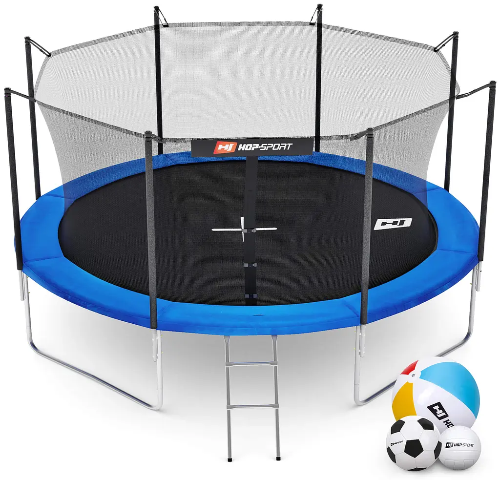 Батут Hop-Sport 12ft (366см) синій із внутрішньою сіткою