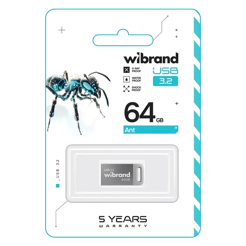 USB флеш накопитель Wibrand 64GB Ant Silver USB 3.2 Gen 1 (USB 3.0) (WI3.2/AN64M4S) - фото 2