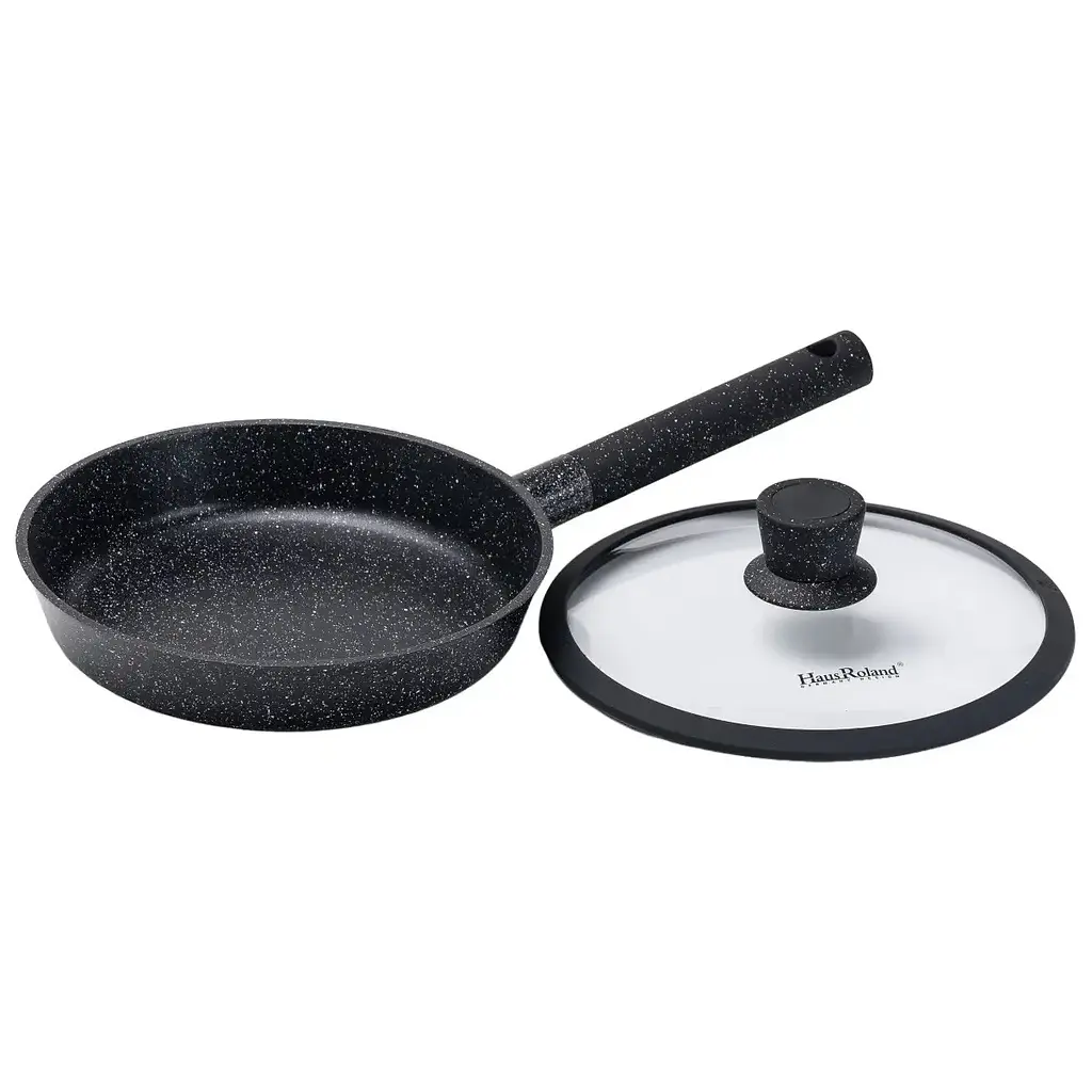 Сковорода антипригарная с крышкой Haus Roland HR155-1 ⌀ 25см алюминиевая сковорода 1,5л Черная - фото 5