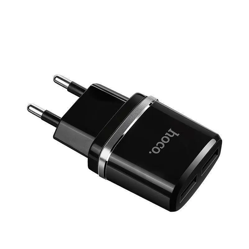 Адаптер живлення Hoco C12 Smart dual USB-набір із кабелем мікро чорний 6957531064114 - фото 4
