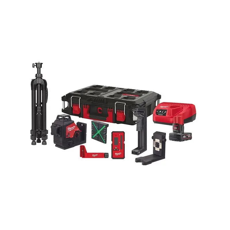 Нівелір лазерний 3D акумуляторний MILWAUKEE, M12 3PLKIT-401P (360 градусів, зелений промінь) (заміна на 4933499379) - фото 3
