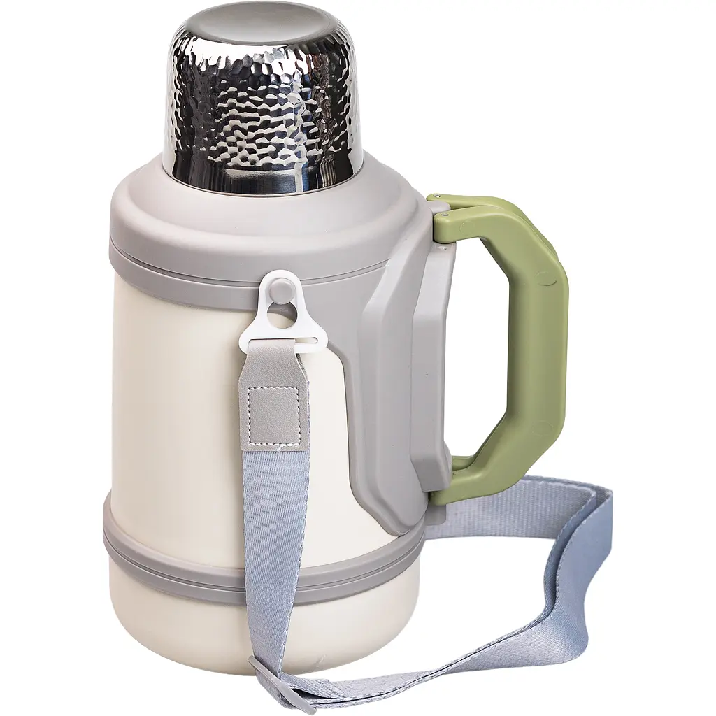 Термос для туризму Vacuum Cup 1,5 л з фліп кришкою та складаними ручками, сірий Yiwu HP-14-21V - фото 4