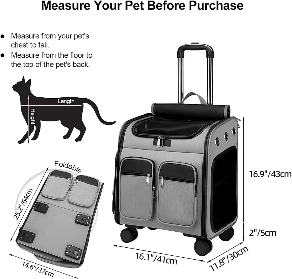 Візок-рюкзак для переноски собак і котів Voyager Pet LVGB2010 з телескопічною ручкою і 4-ма колесами - фото 4