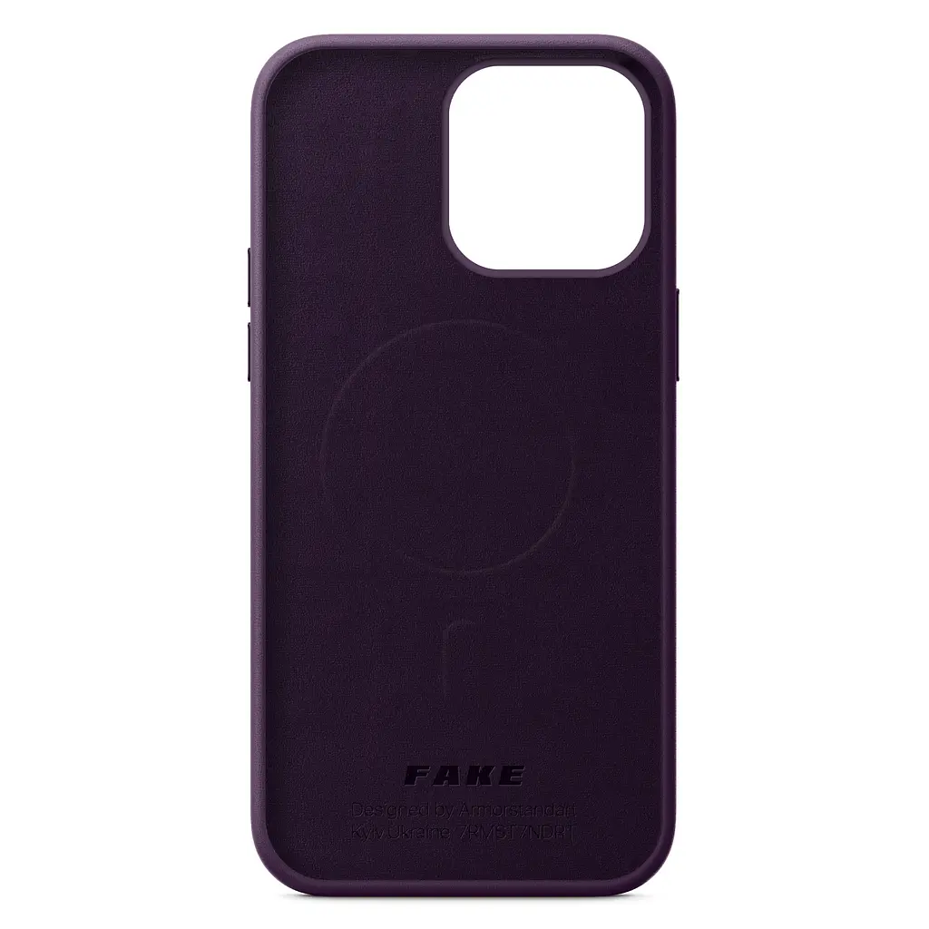 Кожаный чехол-панель для Apple iPhone 13 Pro Max, FAKE Leather Case, фиолетовый, искусственная кожа, премиальный, противоударный, защита всего корпуса, с мягкой подкладкой, поддержка MagSafe и беспроводной зарядки, ArmorStandart (ARM61380) - фото 2
