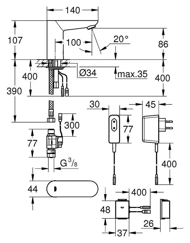 Монокран Grohe сенсорний Euroeco Cosmopolitan E Bluetooth 36409000, Хром - фото 2
