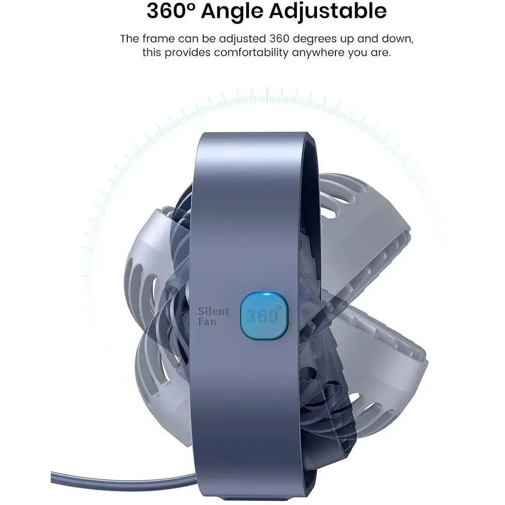 Портативный мини-вентилятор Topk K50 USB charging 360° rotating Gray - фото 3