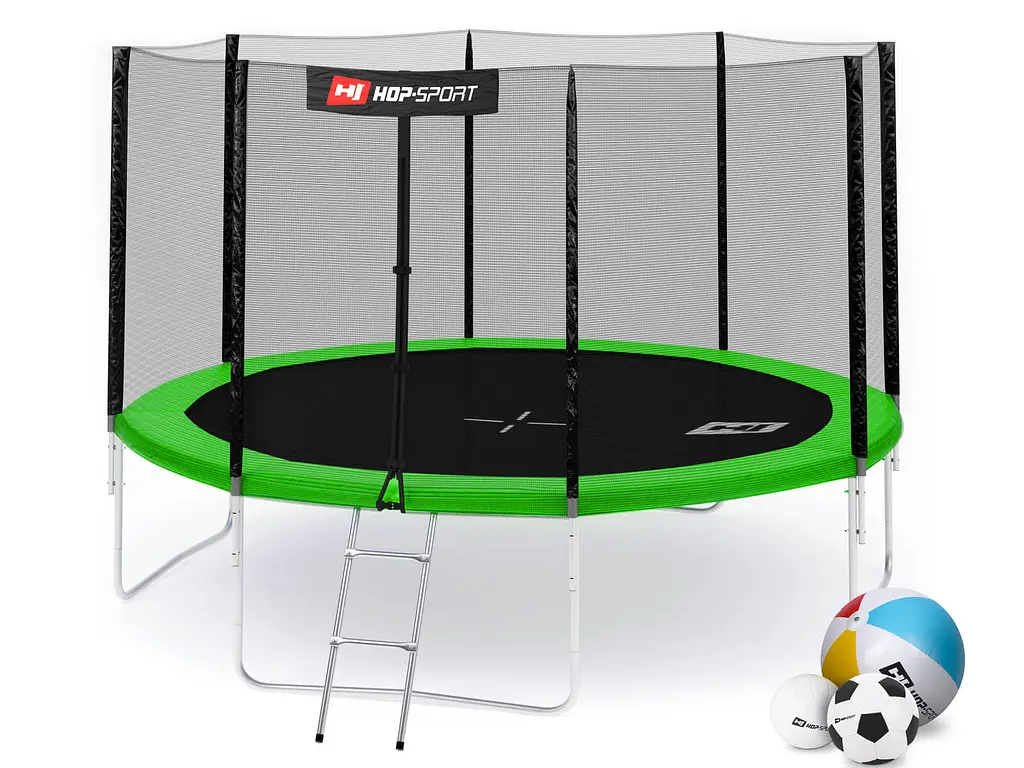 Батут Hop-Sport 12ft (366см) зелений із зовнішньою сіткою - фото 10