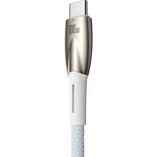Кабель Baseus Glimmer Series Fast Charging Cable USB to Type-C 100W 1m CADH000402 White - фото 2