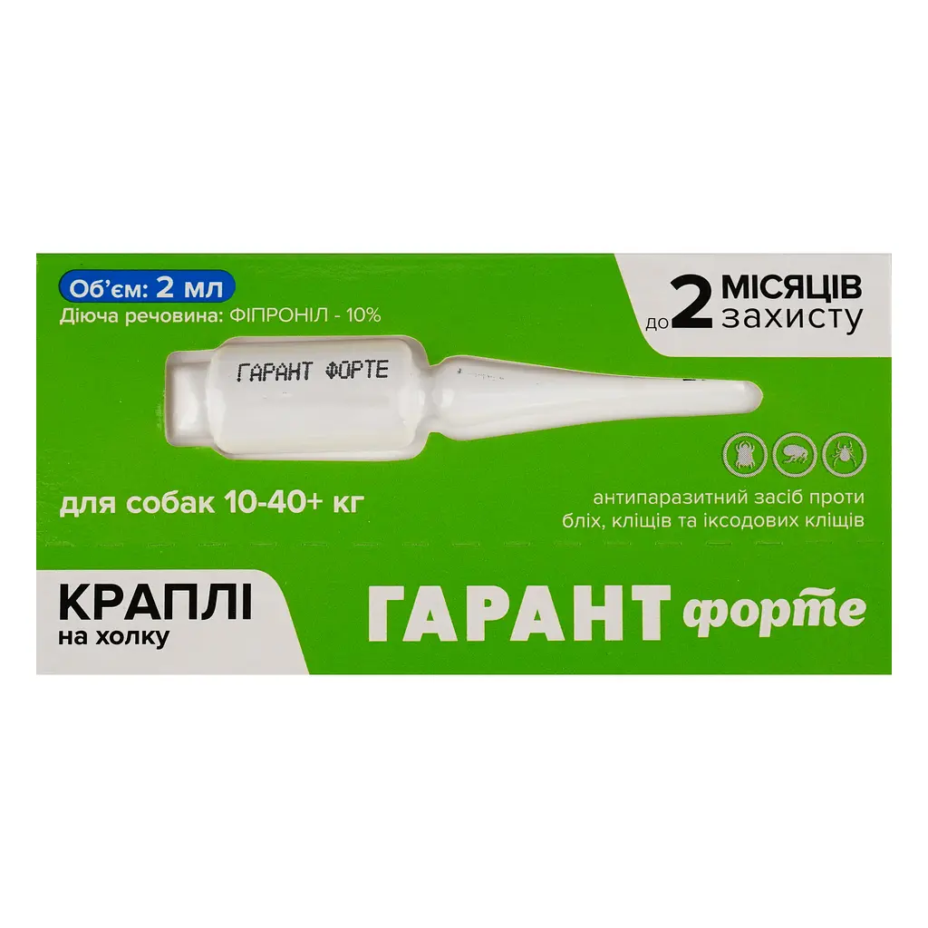Капли Гарант Форте от блох и клещей для собак от 10 кг до 40 кг (2 мл), 20 пипеток (GF040) - фото 2