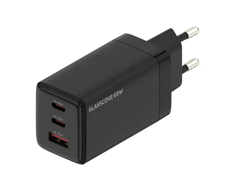 Мережевий зарядний пристрій Glasscove TC-018CCA 65 W GaN Black