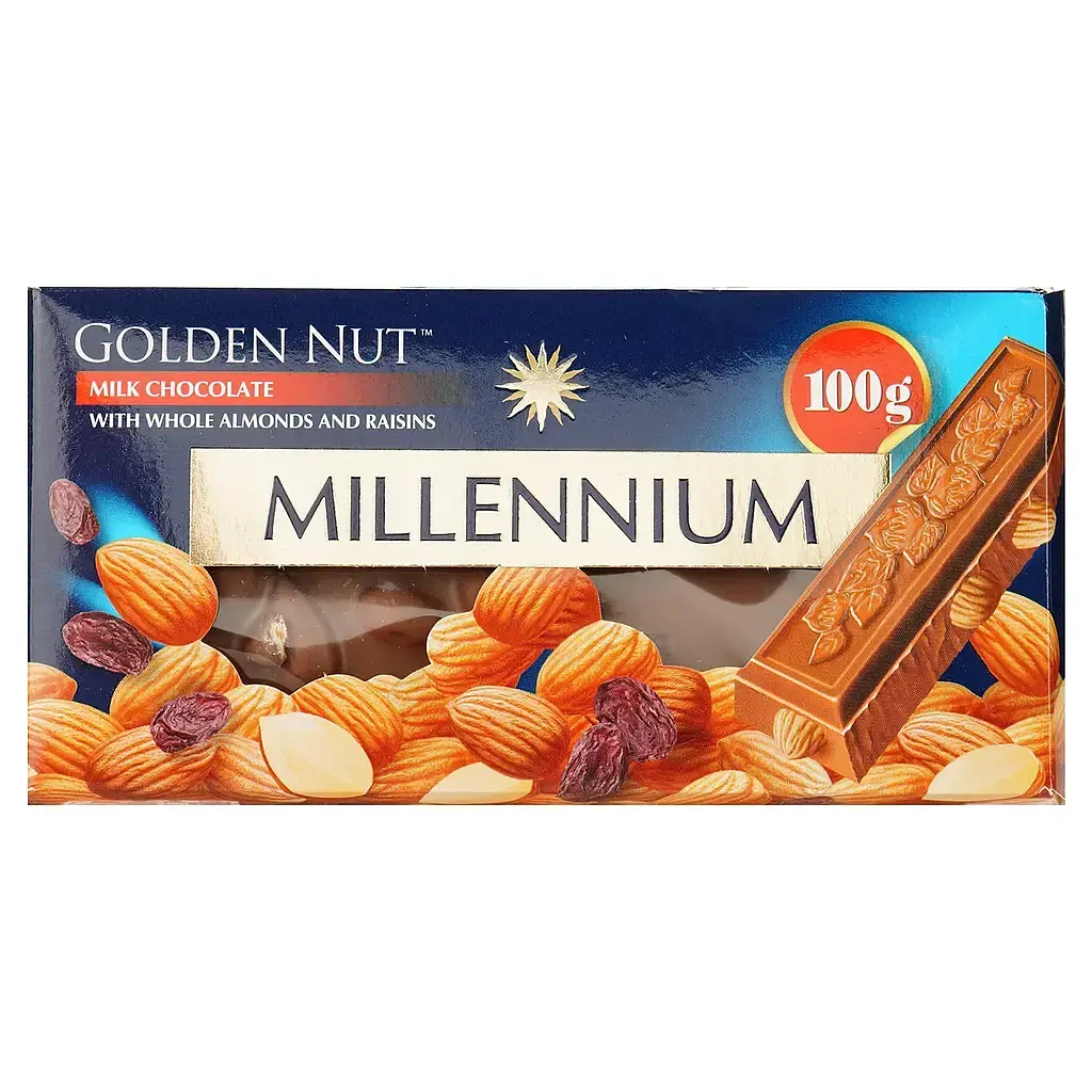 Шоколад молочний Millennium Golden Nut мигдаль-родзинки 100г