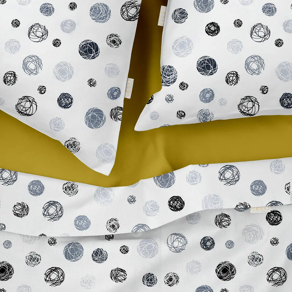 Комплект постельного белья Cosas Yarn balls CS5 Семейный серый (ThreadBallsGrey_94Marmalade_160x2) - фото 3