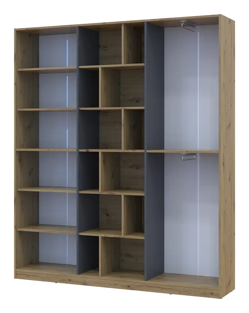 Шафа для одягу Doros Морган Дуб Артизан/Графіт ДСП 180х38.5х210 (42001256) - фото 3