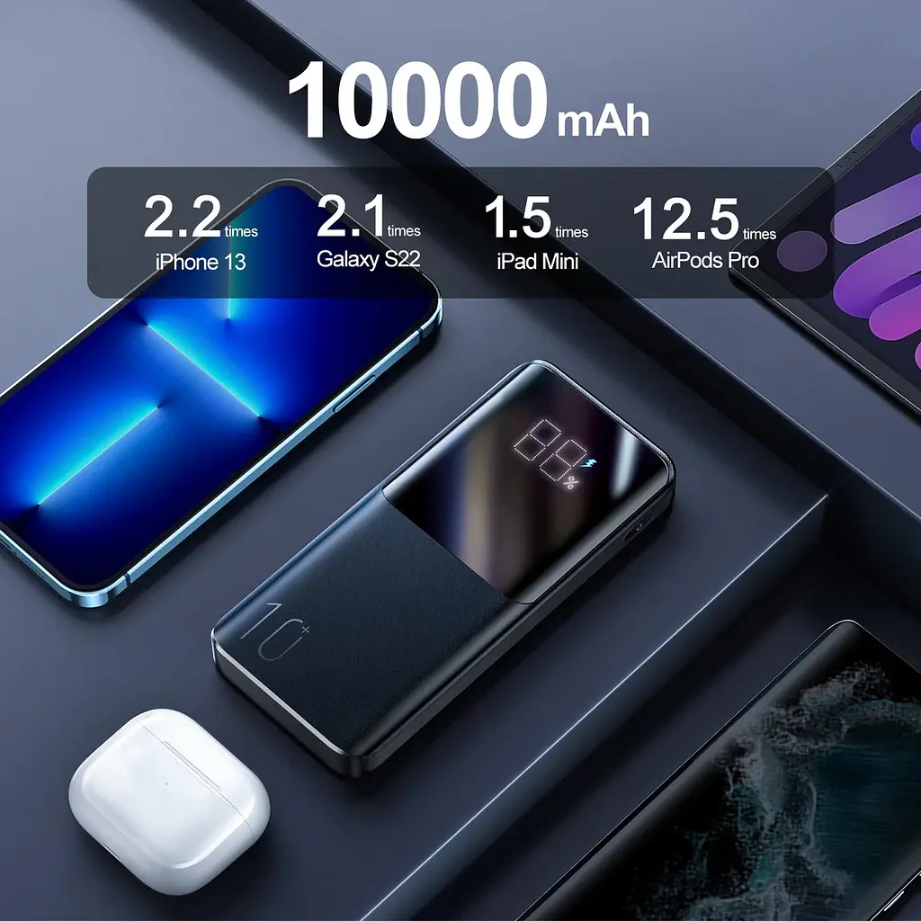 Універсальна мобільна батарея Joyroom 10000mAh 22,5W PD,QC3.0, 2xUSB-A, USB-C In/Out, Micro USB in, Чорний - фото 4