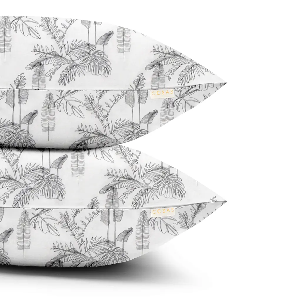 Комплект постільної білизни Cosas Palms CS2 Двоспальний сірий (LeafPalmGrey_El160-16Mustard_180) - фото 4