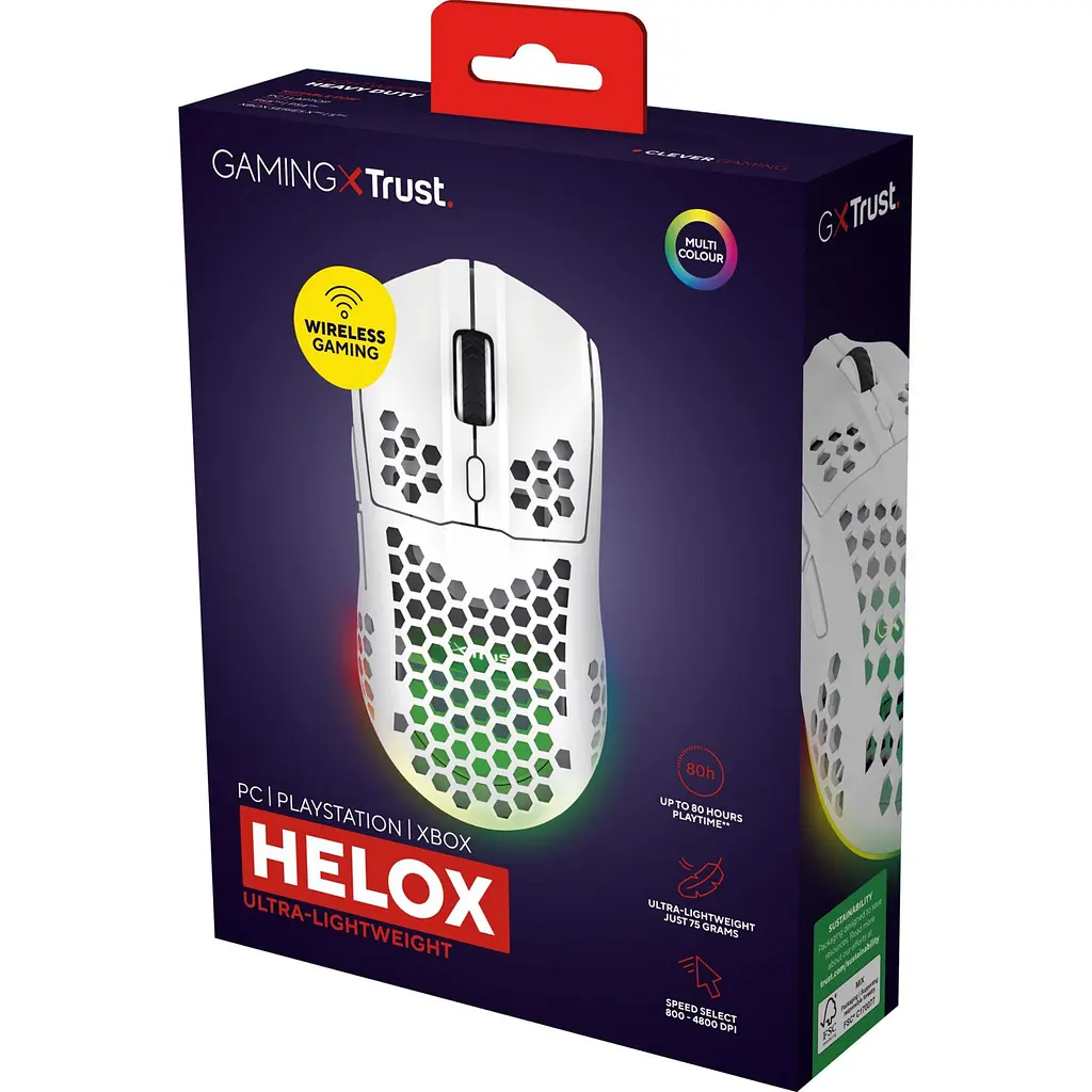 Миша Trust GXT 929 Helox Wireless/USB White (25390) [143050] - фото 7