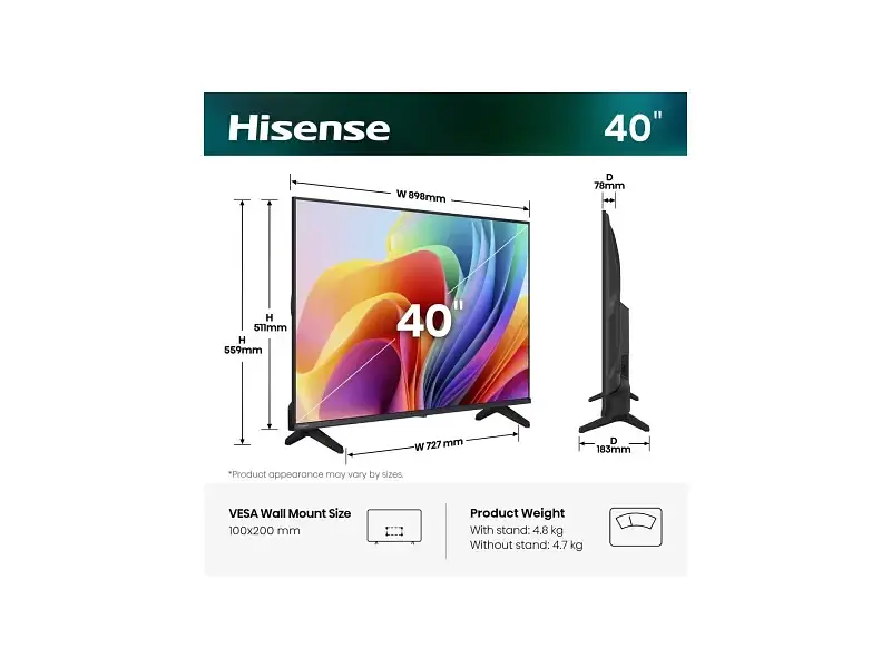 Телевізор Hisense 40A4S - фото 2