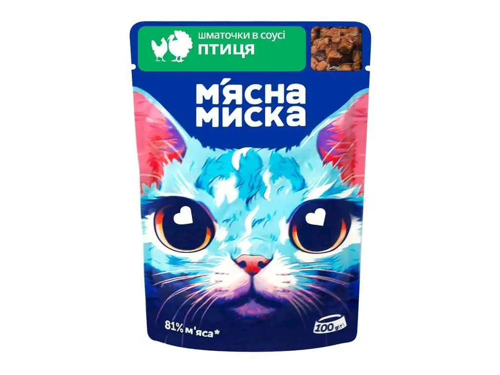 Пауч М'ЯСНА МИСКА Пауч 100г для котів шматочки в соусі з птицею