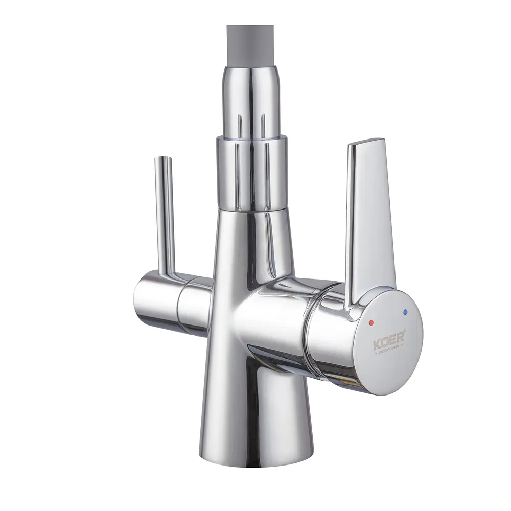 Смеситель для кухни на две воды с гибким изливом Koer KB-72003-01 KR3375 Хром - фото 5