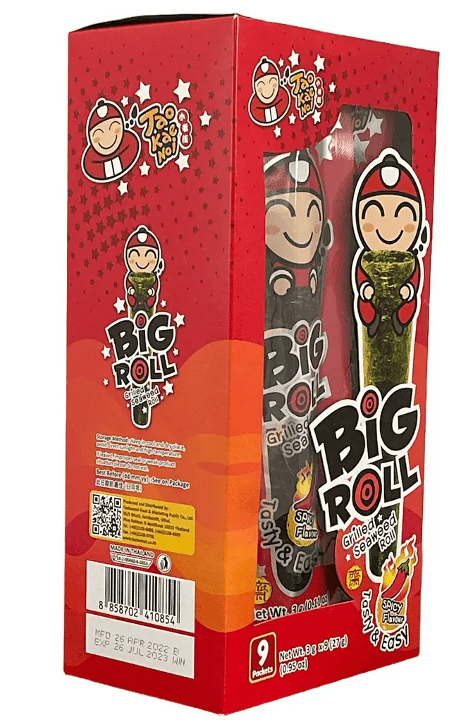 Чіпси Норі Tao Kae Noi Grilled Seaweed Big Roll Spicy Flavor 9шт × 3г - фото 2