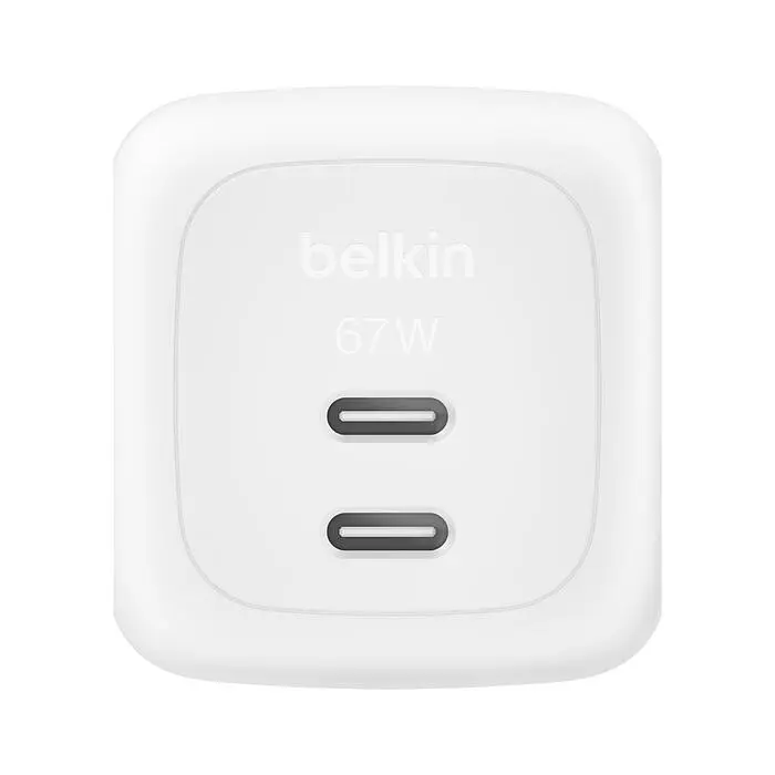 Мережевий зарядний пристрій 2×USB-C GaN PD PPS Belkin BoostCharge Pro 67W White - фото 2