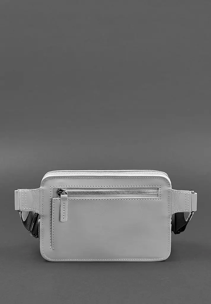 Кожаная женская поясная сумка Dropbag Mini серая - фото 4