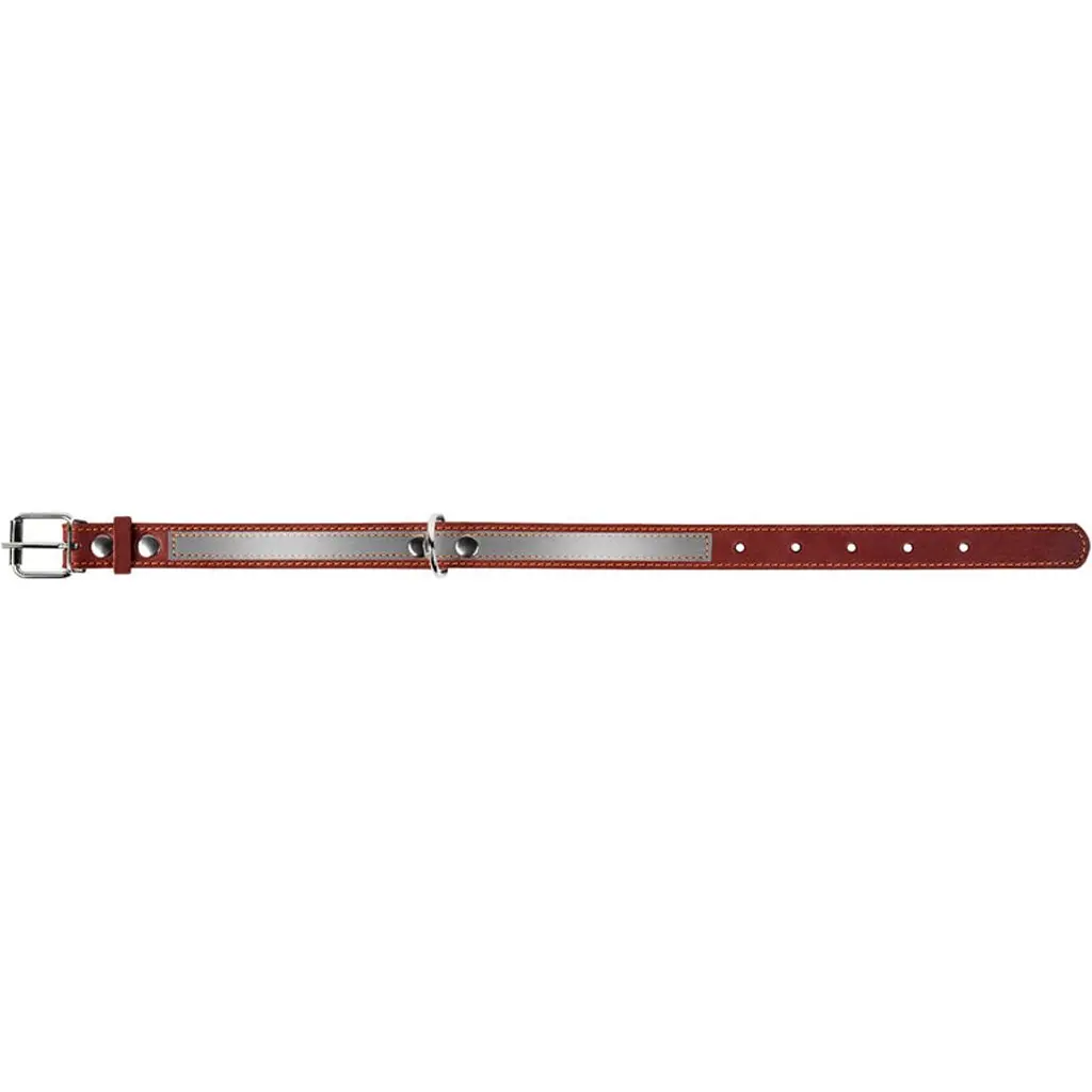 Нашийник Collar зі світловідбиваючою стрічкою, шкіра, 38-50х2,5 см, коричневий - фото 4