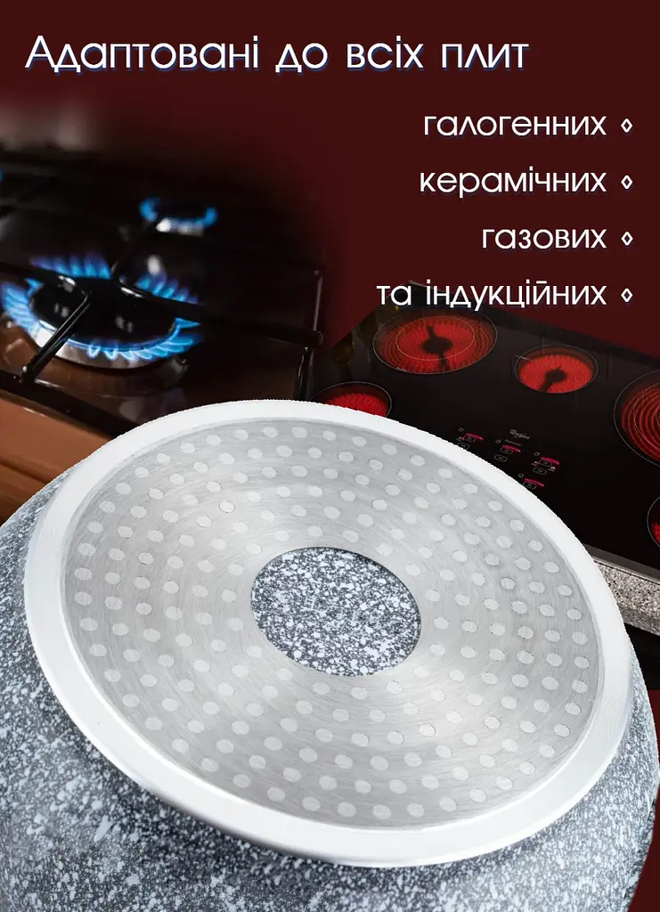 Набір каструль Edenberg, посуд з антипригарним покриттям, казани з керамічним гранітним покриттям, 8 предметів  - фото 3