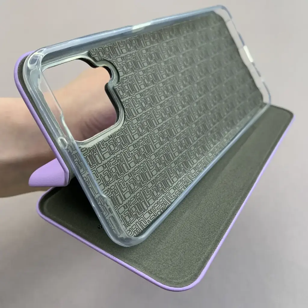 Чехол книжка Samsung Galaxy A22 4G эко-кожа Premium Case для смартфона Лиловый - фото 5