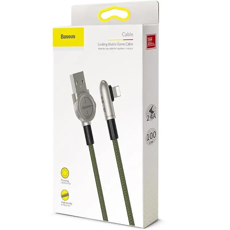 Кабель Baseus Exciting L Shape Cable USB to Lightning 1m CALCJ-A06 Green - фото 2