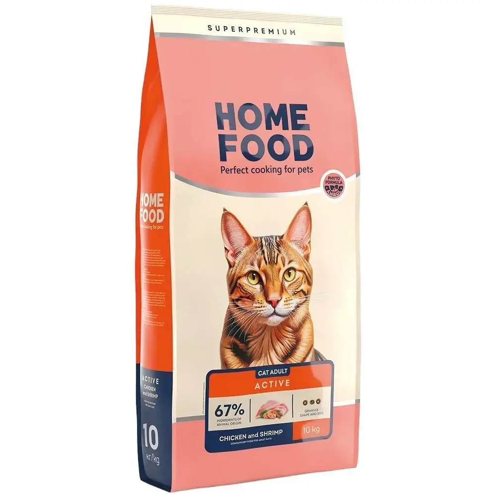 Сухий корм для активних котів Home Food Adult з куркою та креветкою 10 кг