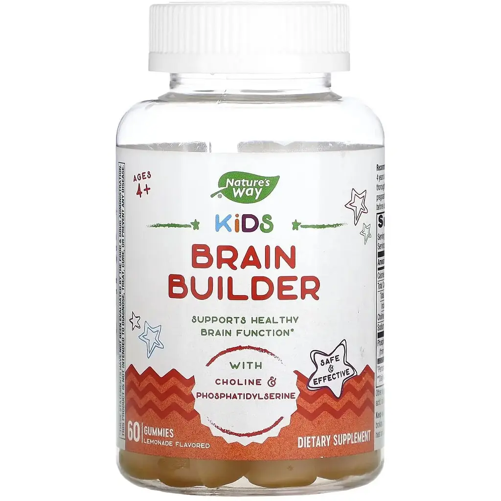 Набір: підтримка функцій мозку для дітей Nature's Way Kids Brain Builder 60 жувальних цукерок + добавка Nature's Way здоров'я мозку, ясність мислення 40 капсул - фото 2