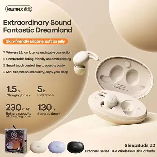Бездротові навушники TWS REMAX Dreamer Series True Wireless Music Earbuds SleepBuds Z2 Black - фото 3