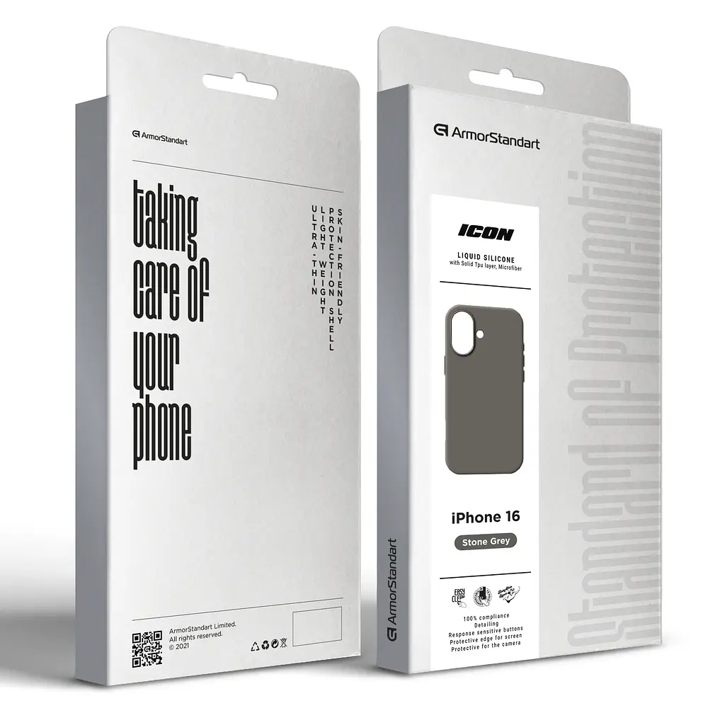 Силиконовый чехол с MagSafe для Apple iPhone 16, ICON2 MagCase, серый, противоударный, панель с мягкой подкладкой, защита всего корпуса, поддержка беспроводной зарядки, совместим с защитными стеклами и пленками, ArmorStandart (ARM81311) - фото 10