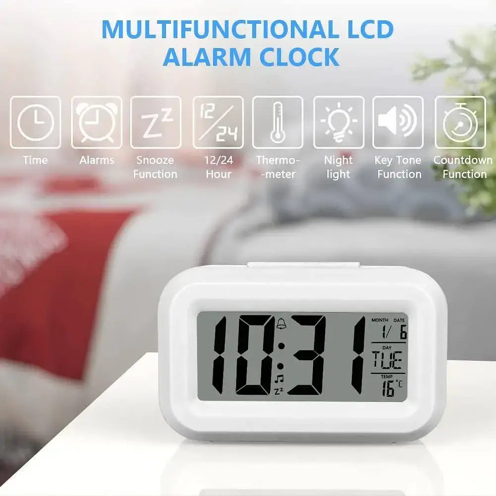 Компактний настільний цифровий годинник будильник Vicloon Digital Alarm Clock білий (SKU-121) - фото 3