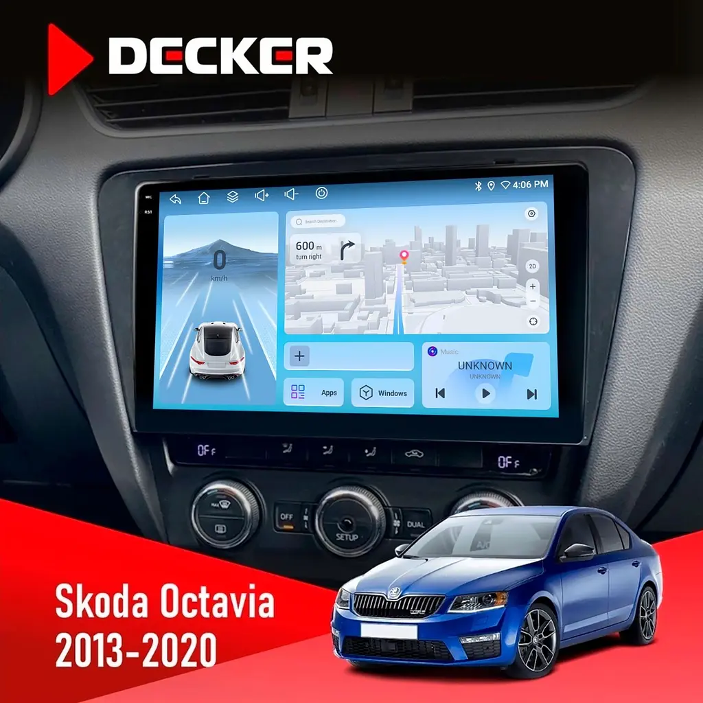Штатна магнітола Skoda Octavia A7 2013-2020 Decker D10-010 6x128, DSP, 4G, 2K Decker (НФ-00009357)
