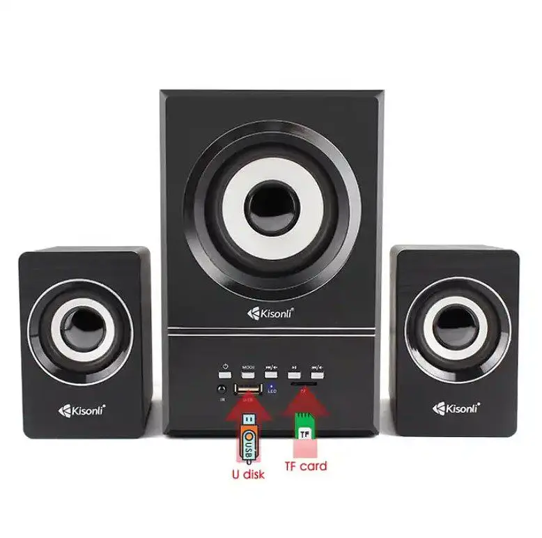 Компьютерные колонки 2.1 Kisonli U2700BT, Bluetooth, AUX, 5W+2x3W - фото 5
