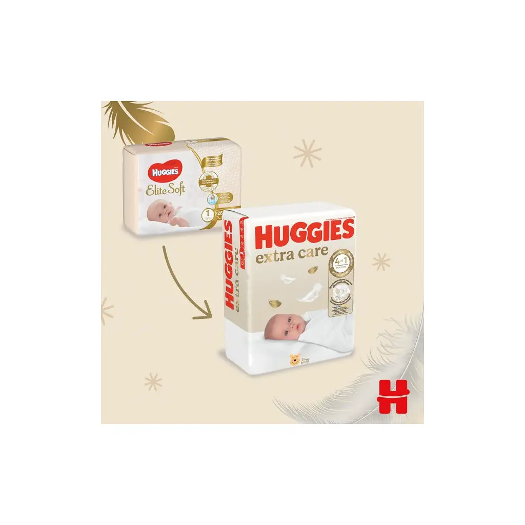 Підгузки Huggies Extra Care розмір 1 (2-5 кг) 22 шт. (5029053583235) - фото 4