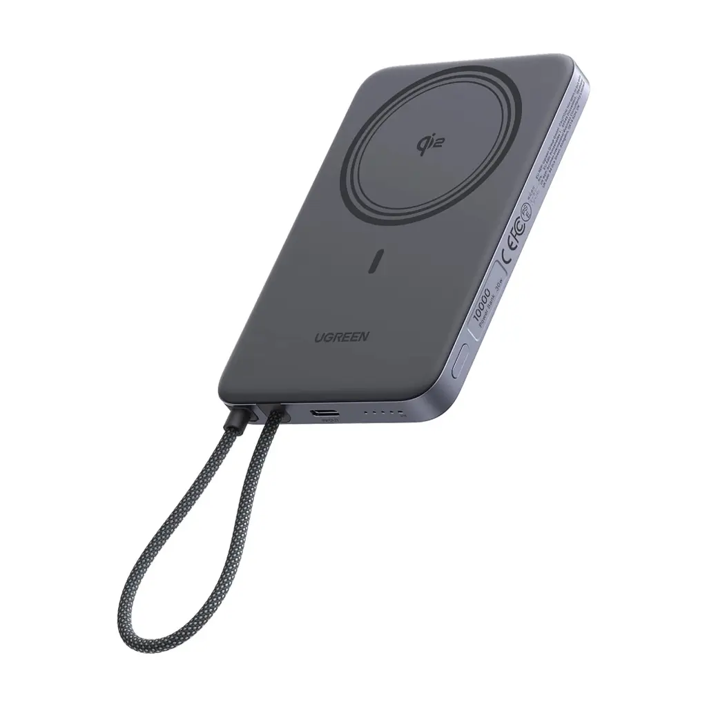 Батарея універсальна Ugreen 10000mAh 30W 1xUSB-C + 15W Magnetic Wireless + cable USB-C black (75982B) - фото 5