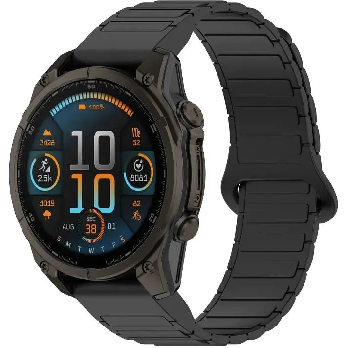 Ремінець DK CDK для Garmin Tactix Delta 26mm Silicone Shaped Magnetic Band 2 шт. (019625) (black) - фото 3