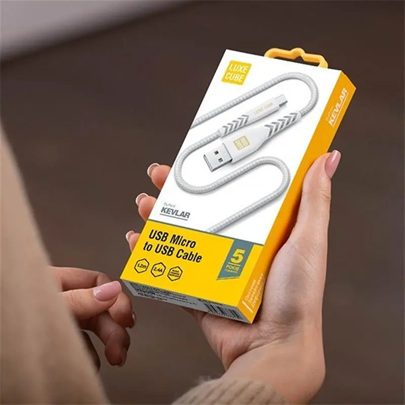 Кабель Luxe Cube Kevlar USB-microUSB, 1.2м, білий (8886668686266) - фото 2
