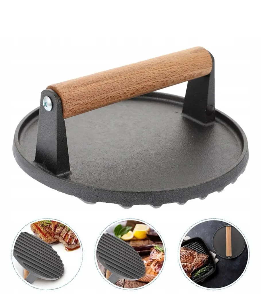 Пресс для мяса чугунный с деревянной ручкой 1кг 17 см GRILLI (777121) - фото 3