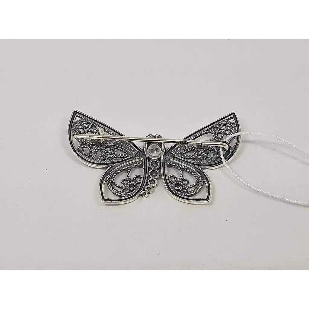 Срібна брошка Ірій Метелик з фіанітами. 9532 - фото 3