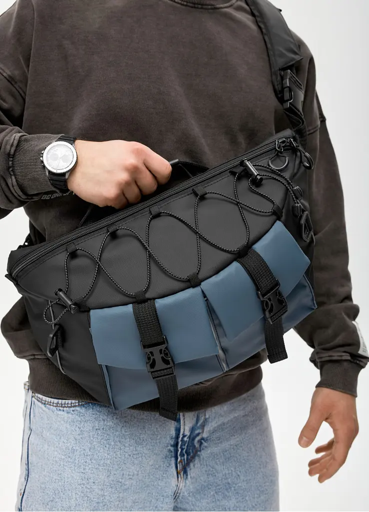 Чоловіча cумка-бананка під ноутбук Sambag Urban Pro чорно-синя 46 × 26 см (51411215m) - фото 10