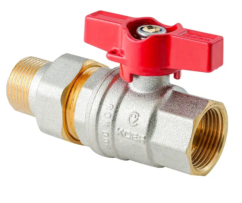 Кран з американкою Koer Extreme KE.227-20 - 3/4" ручка "метелик" червона KR5766