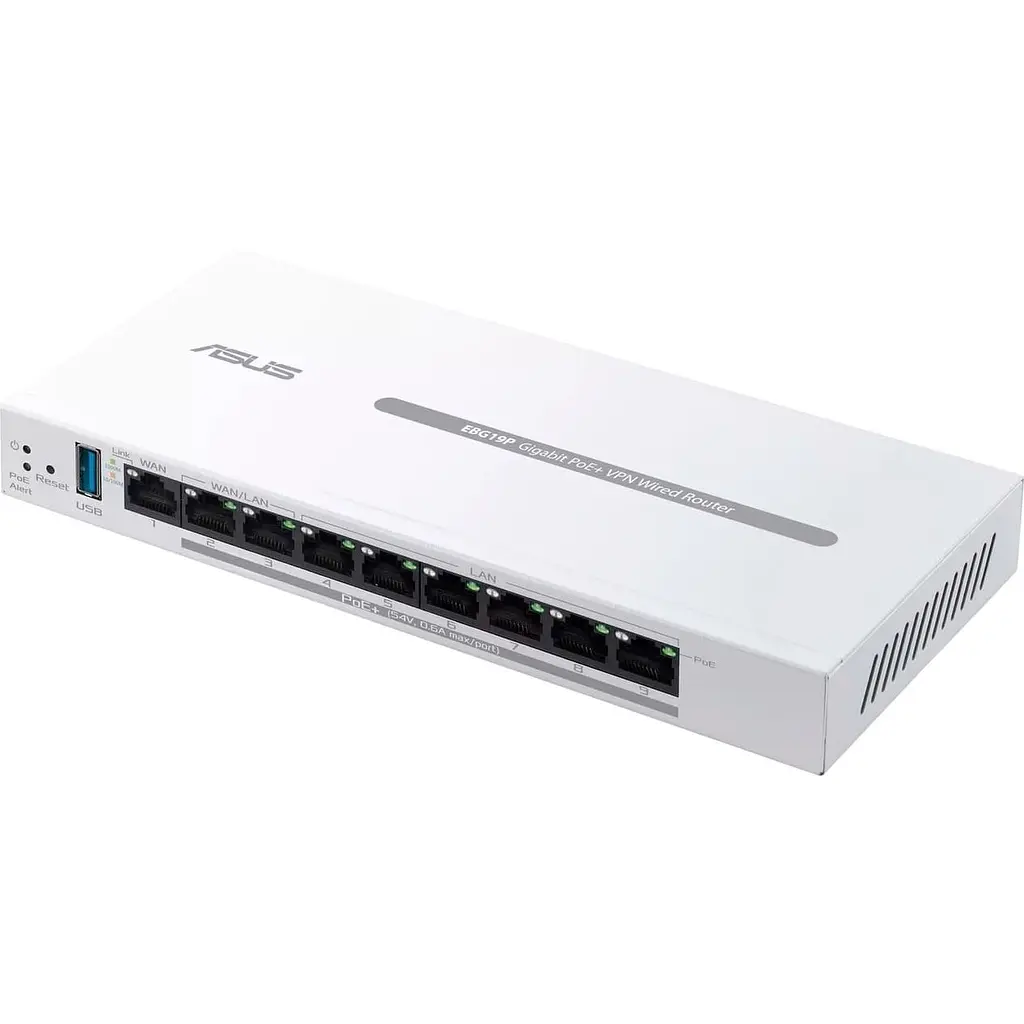 Комутатор ASUS ExpertWiFi EBG19P 8xGE LAN (8xPoE), 1xGE WAN, 1xUSB 3.2, 123W, BT (90IG08C0-MO3B00) - фото 2